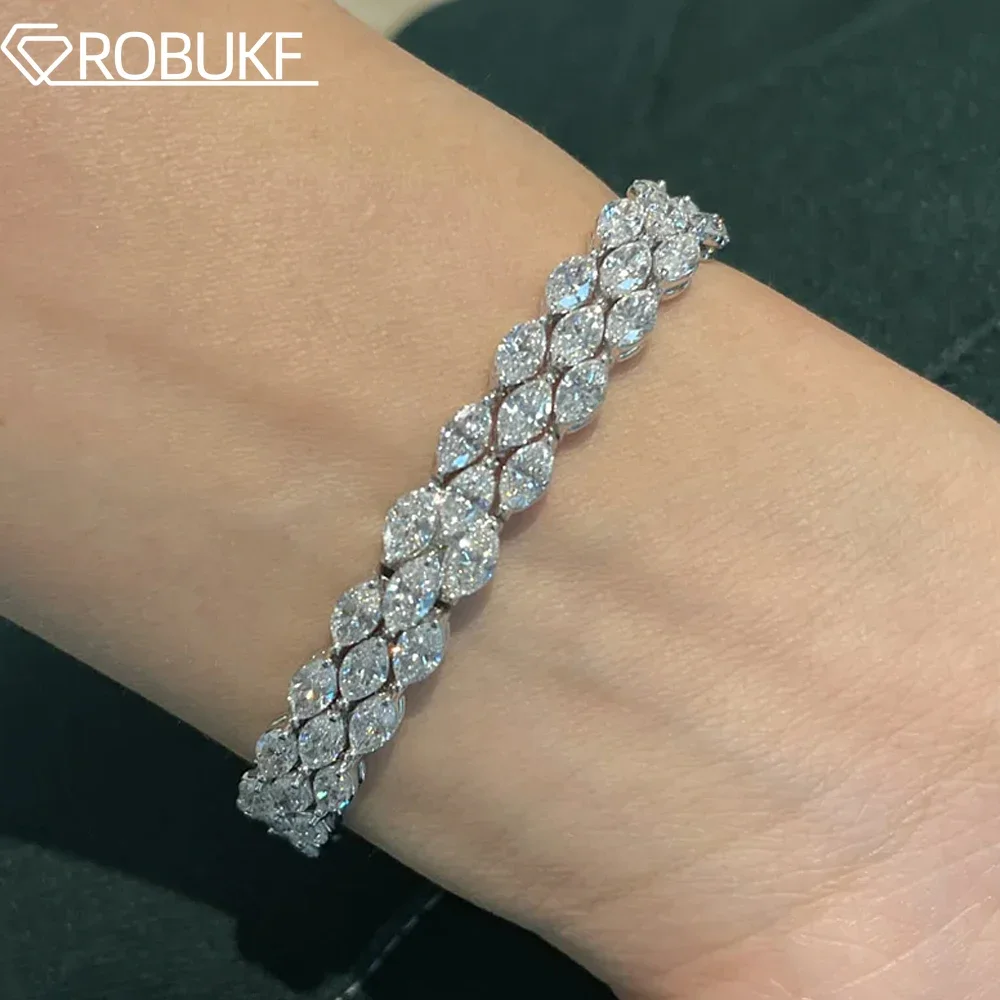 3*6mm Marquise Cut Moissanite Tennis Bracelet for Women Original 925 Sterling Silver Plated 18K Gold Wedding Jewelry with GRA