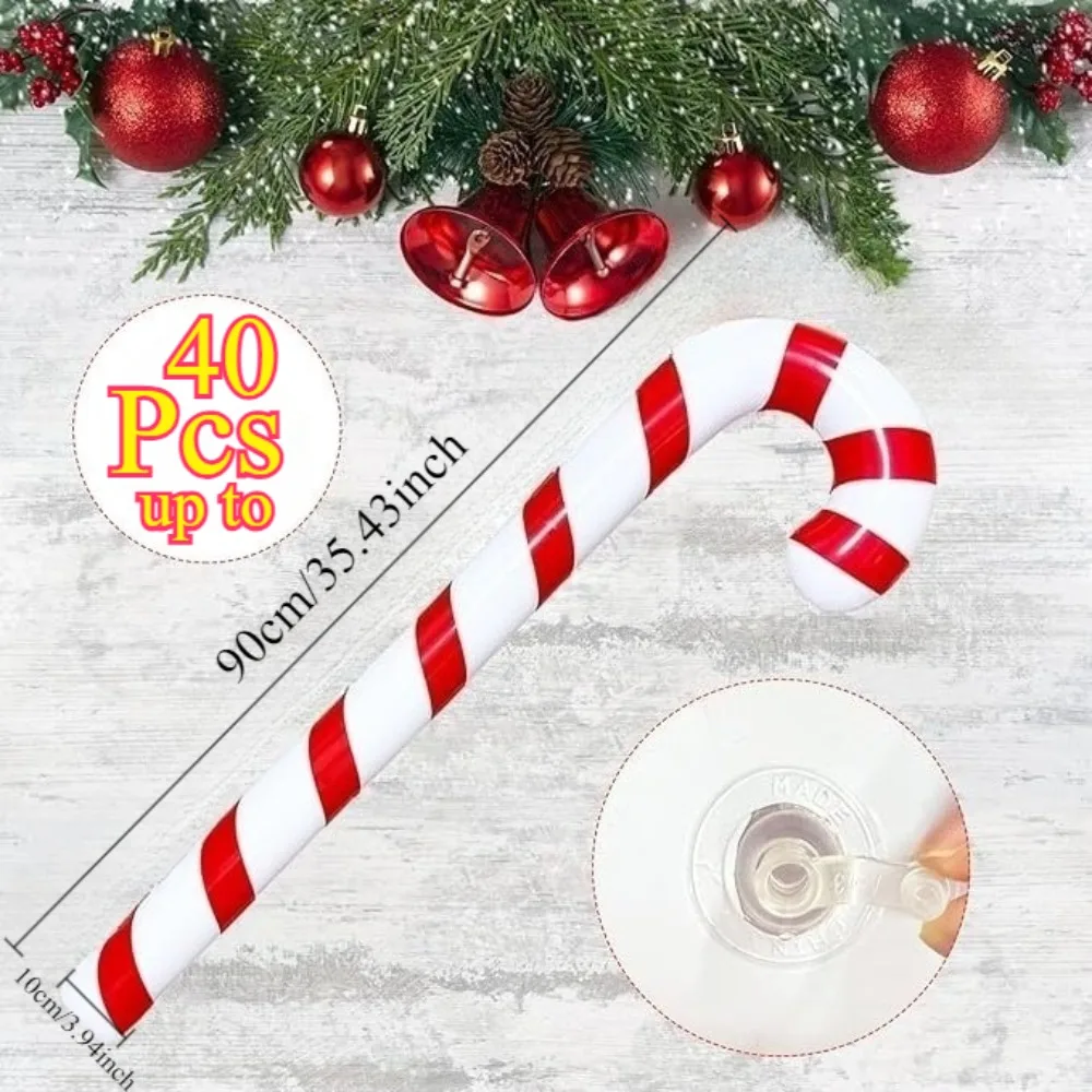 1-40 قطعة عيد الميلاد نفخ الحلوى قصب عيد الميلاد الزخرفية التضخم العكازات شريط نمط قابلة لإعادة الاستخدام عصي للمشي اللعب #2