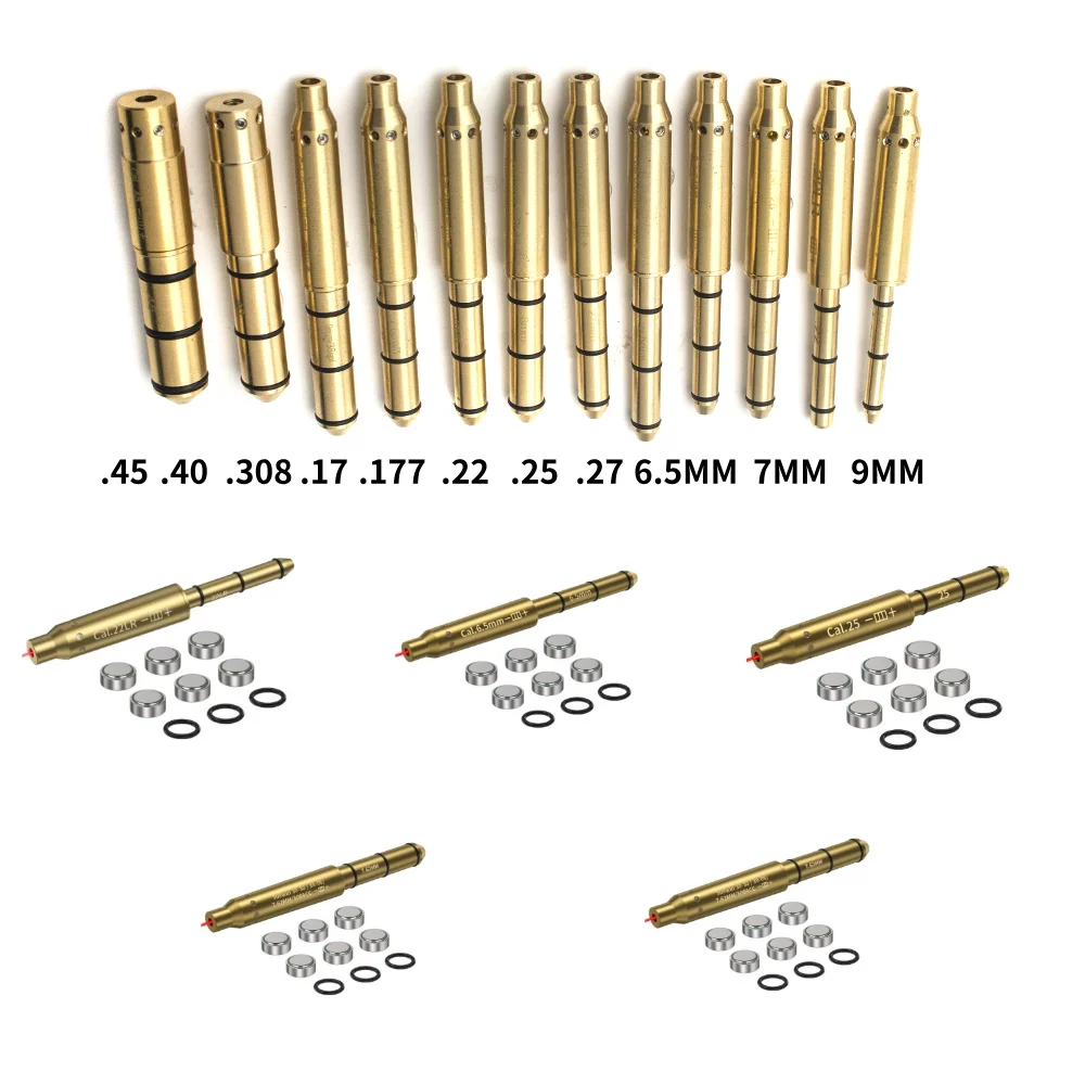 Tactical Laser Boresighter .22LR/.177/ 9MM/ 6.5MM/6MM/308/7.62/.45/.40/.25/.27 Caliber for Pistol Rifle Scope Laser Collimator
