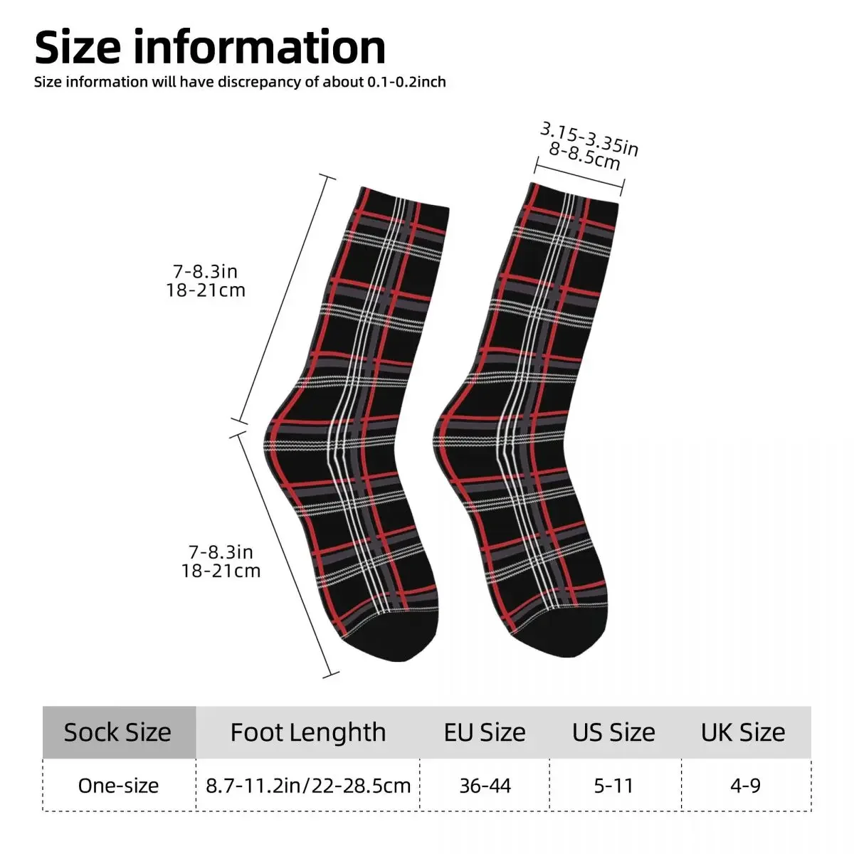 GTi Tartan Socks Harajuku High Quality Stockings All Season Long Socks Accessories for Unisex Christmas Gifts