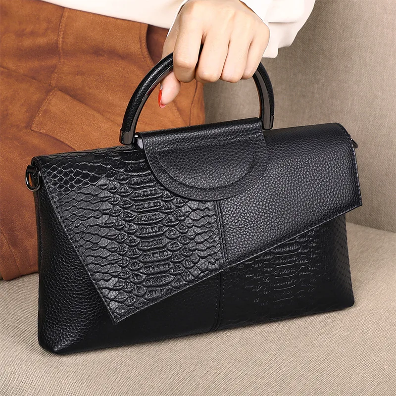 Women\'s Bag European American Style Fashion Elegant Dinner Handbag for Female Shoulder Bags Genuine Leather Clutch Messenger