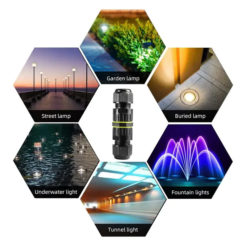 DT17 IP68 Waterproof 2 Way 3-Core for Junction Box M16 Electrical Cable Connector 15Pcs Repair Extend Power Cables