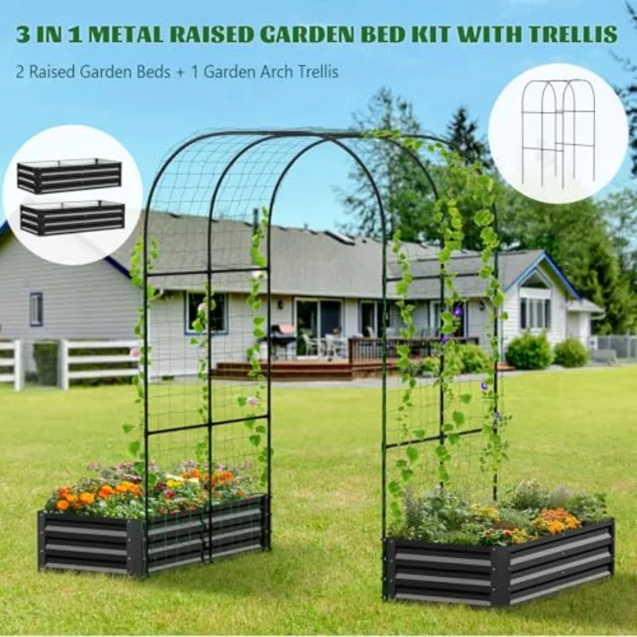 3 in 1 Galvanized Raised Garden Bed with 87