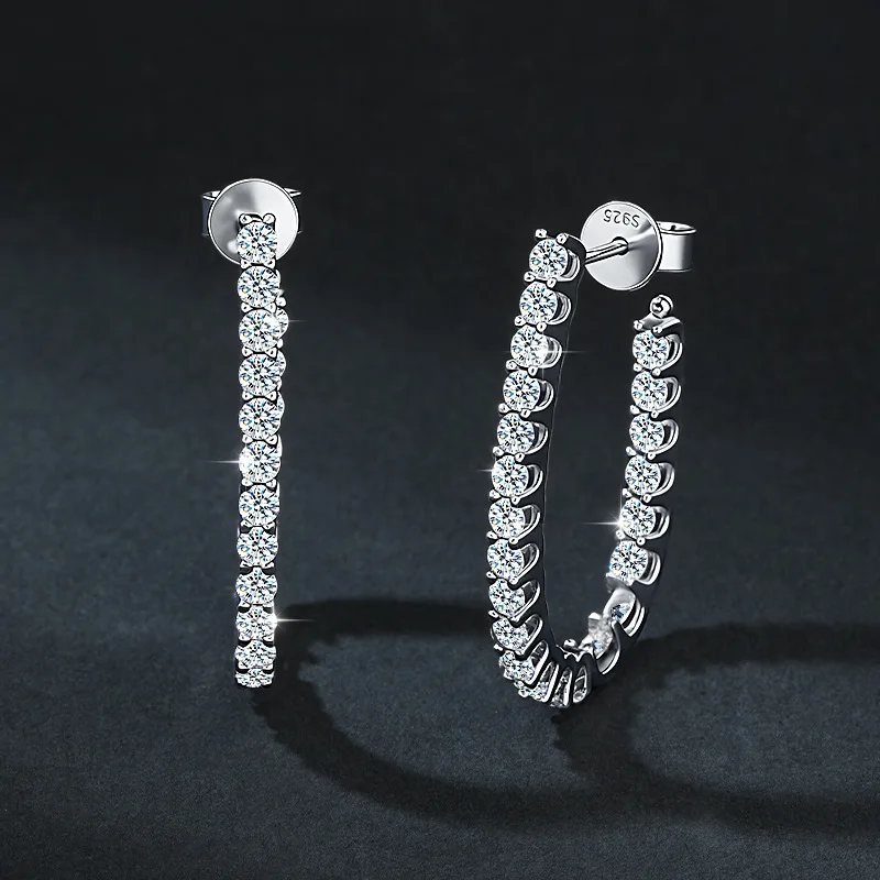 

Женские серьги-кольца Butterflykiss с муассанитом GRA D VVS1 S925, стерлинговое серебро, белое золото 18 карат, бриллиантовые свадебные серьги