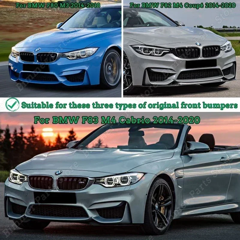 Gloss Black Spoiler Front Bumper Lip Splitter For BMW F80 M3 F82 F83 M4 2014-2020 Airvent Blade Bodykit Tuning Car Accessories