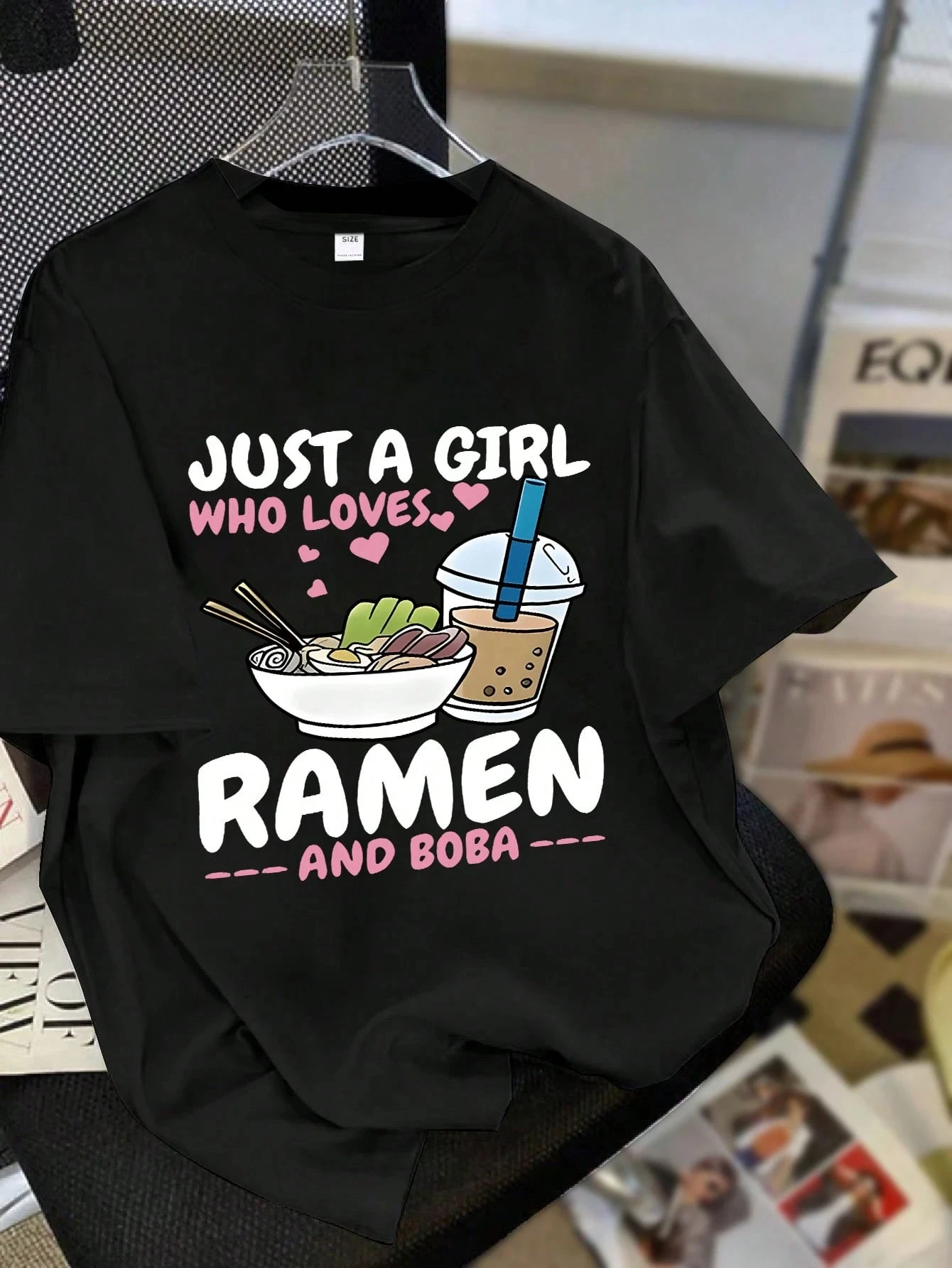 Liebt Ramen Und Boba Druck T-Shirt Frauen Baumwolle Sommer T Shirt Bequeme Weiche Oansatz Übergroßen Tops Grundlegende Damen Kleidung