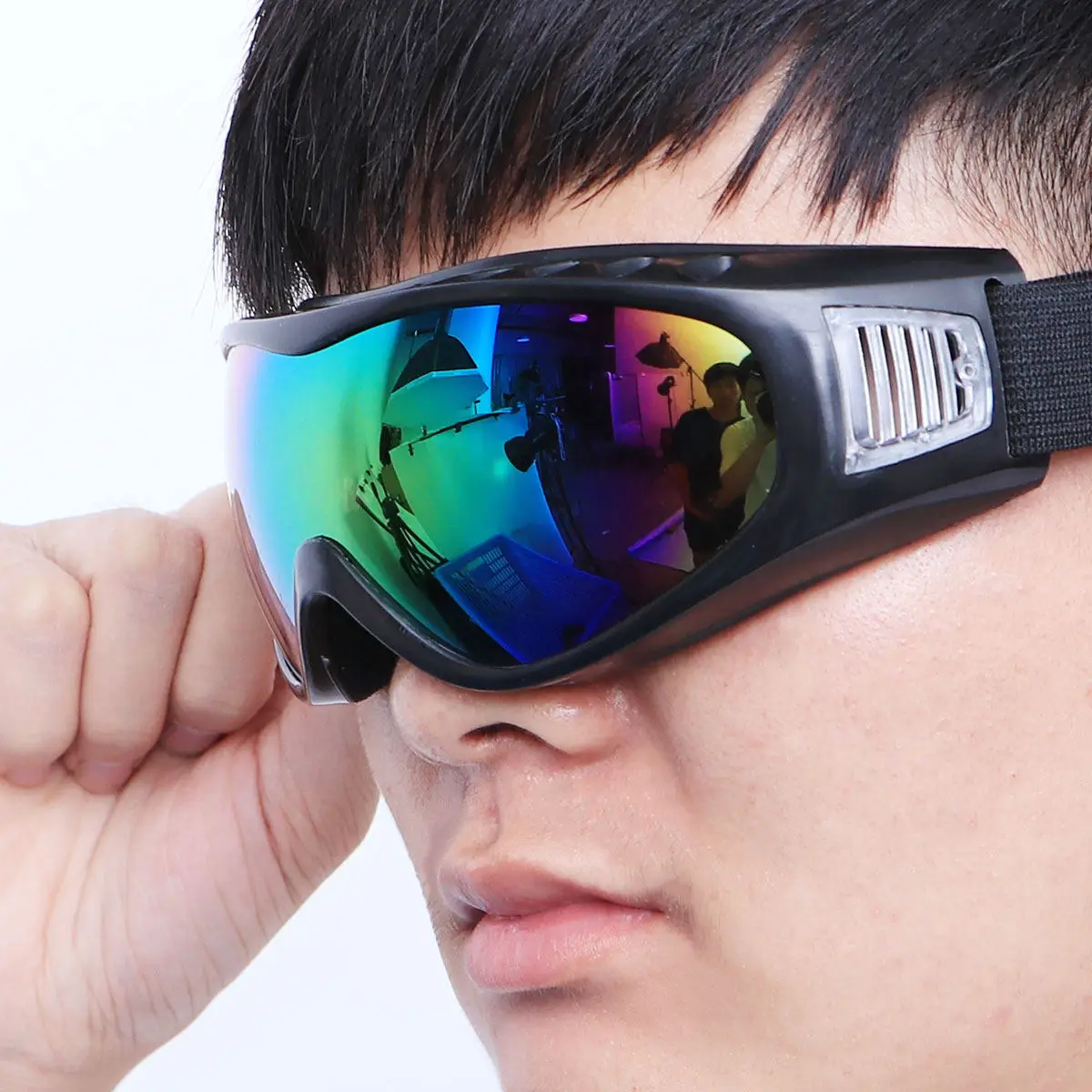 

Outdoor Sports Safety Goggles Windproof Uv400 Anti-Fog Pc Lenses Skidproof Adjustable Strap for Men Women Skiing Cycling