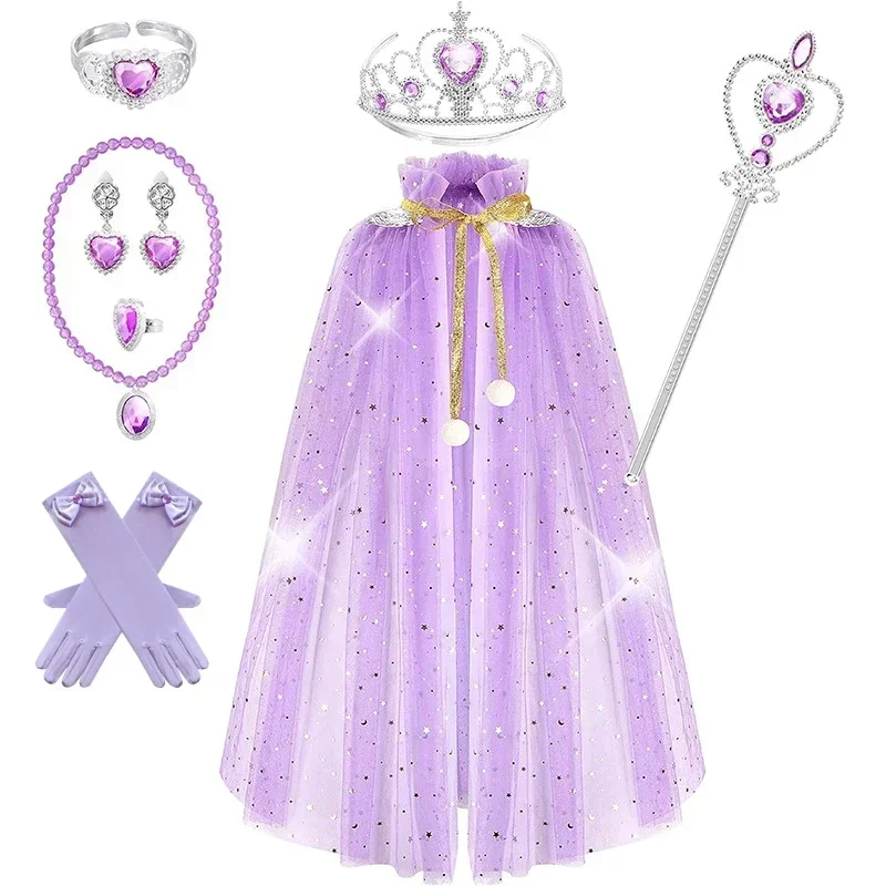 

CosplayEnsemble de Cape de Princesse pour Petites Bol, Vêtements de ix, Cosplay Everak avec Bijoux, Diadème, Couronne, Baguette