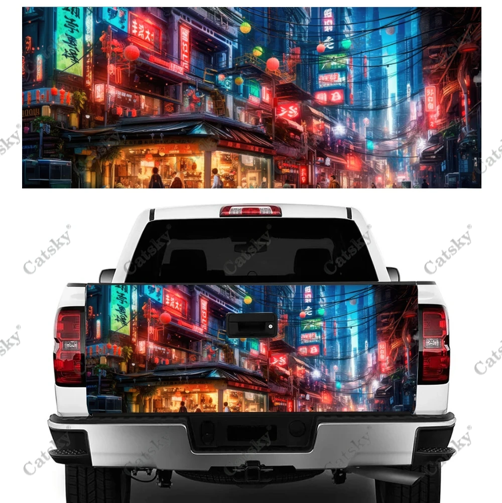 City Street Painting Truck Tailgate Wrap Professional Grade Material Universal Fit for Full Size Trucks Weatherproof