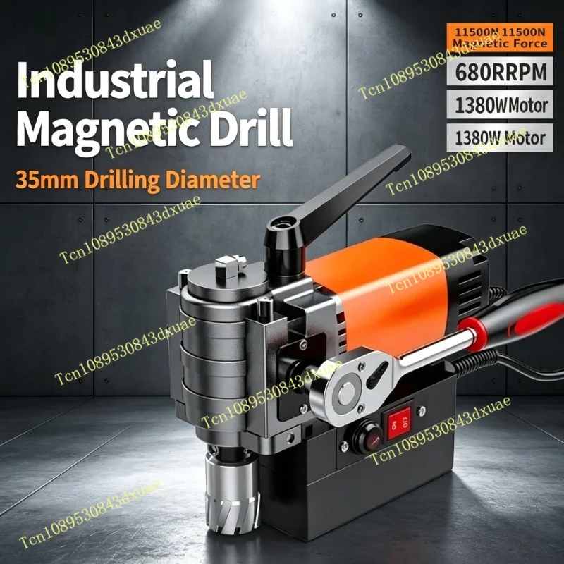 Mini Magnetic Drill Press, Horizontal Magnetic Base Drill, Compact Electric Drill for High-Altitude & Vertical Punching
