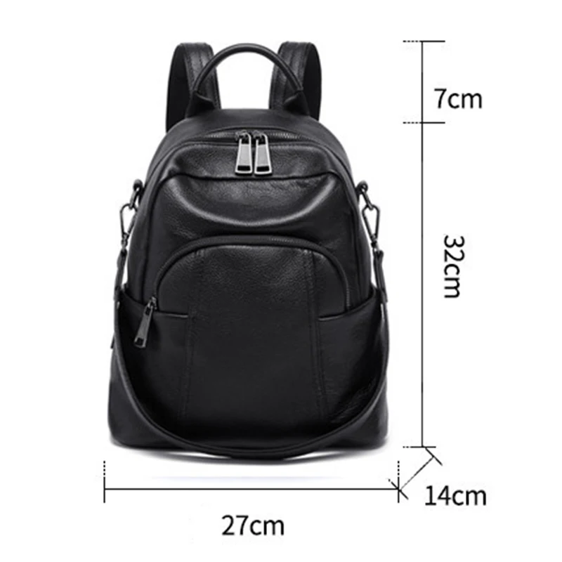 Women's new genuine leather backpack fashionable solid color backpack casual versatile backpack high school student backpack