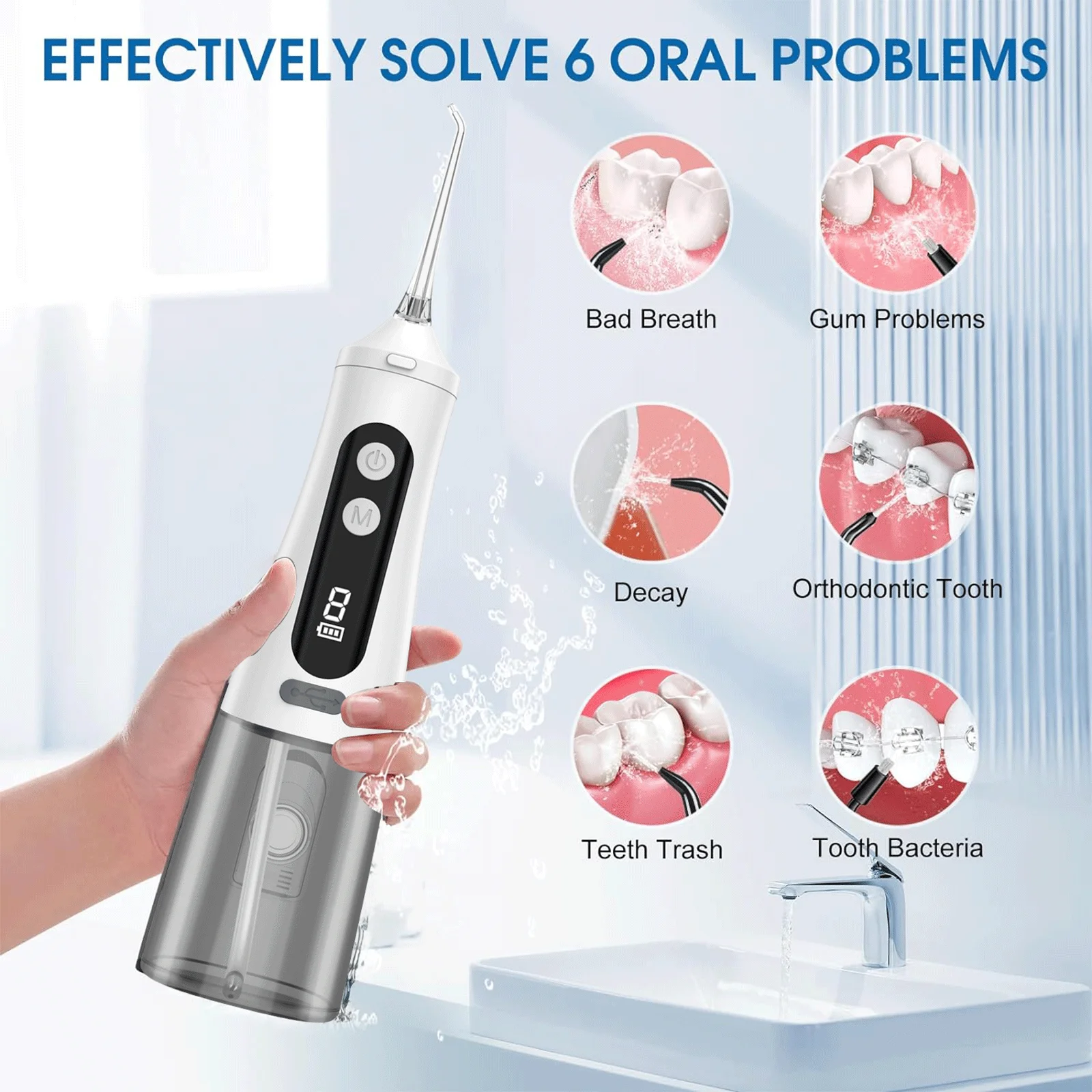 สมาร์ทไฟฟ้า Irrigator น้ํา Flosser หลายทําความสะอาดทันตกรรม Irrigator ปาก 9 โหมดปรับน้ํา Flosser