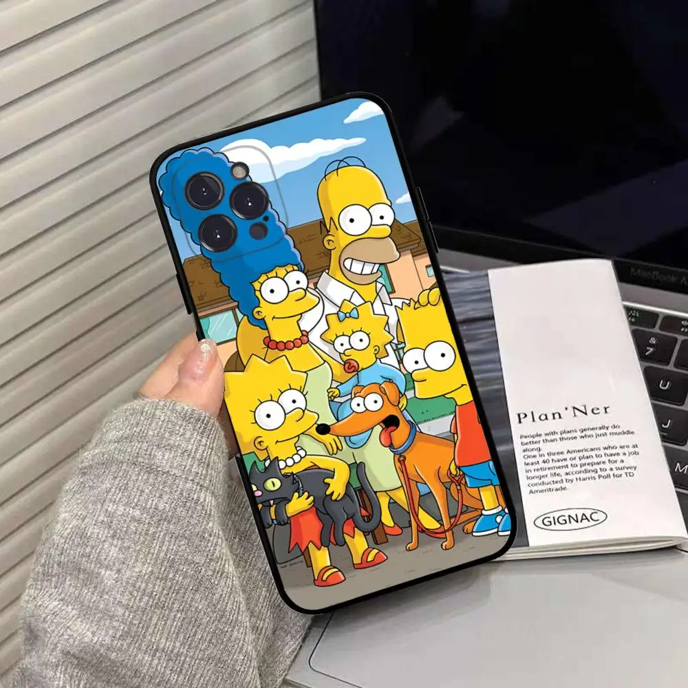 Capa de silicone macia para iPhone, Capa dos desenhos animados, S-Simpson, iPhone 15, 14, 13, 12, 11 Pro Mini, XS MAX, 8, 7, 6 Plus, X, XS, XR