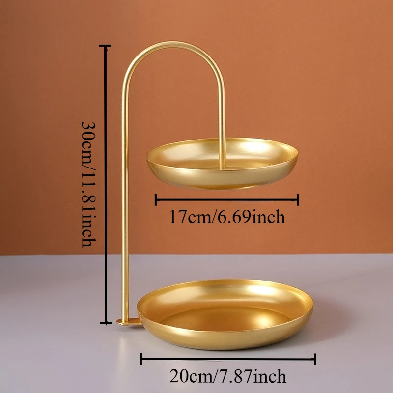 الشمال نمط الحديد صينية 2-layer وعاء الفاكهة متعددة الوظائف وجبة خفيفة كاندي صينية طاولة القهوة الحديثة مركز قطعة ورف التخزين