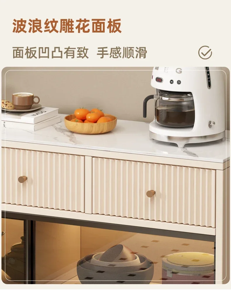 Slate dining side cabinet household living room storage sliding door tea cabinet