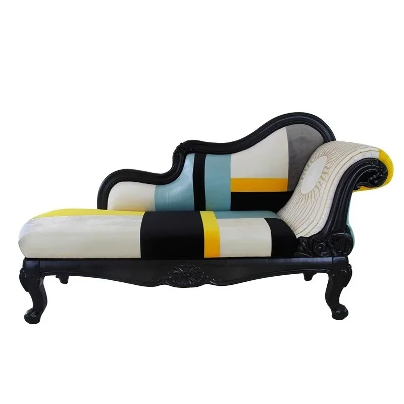 Solid wood carved concubine chair, neoclassical furniture, living room recliner, sofa couch