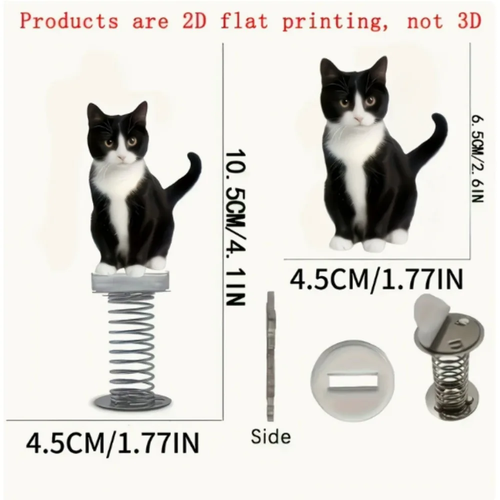 3PCS 2D new acrylic flat black and white cat spring rocking music car decoration pendant rearview mirror