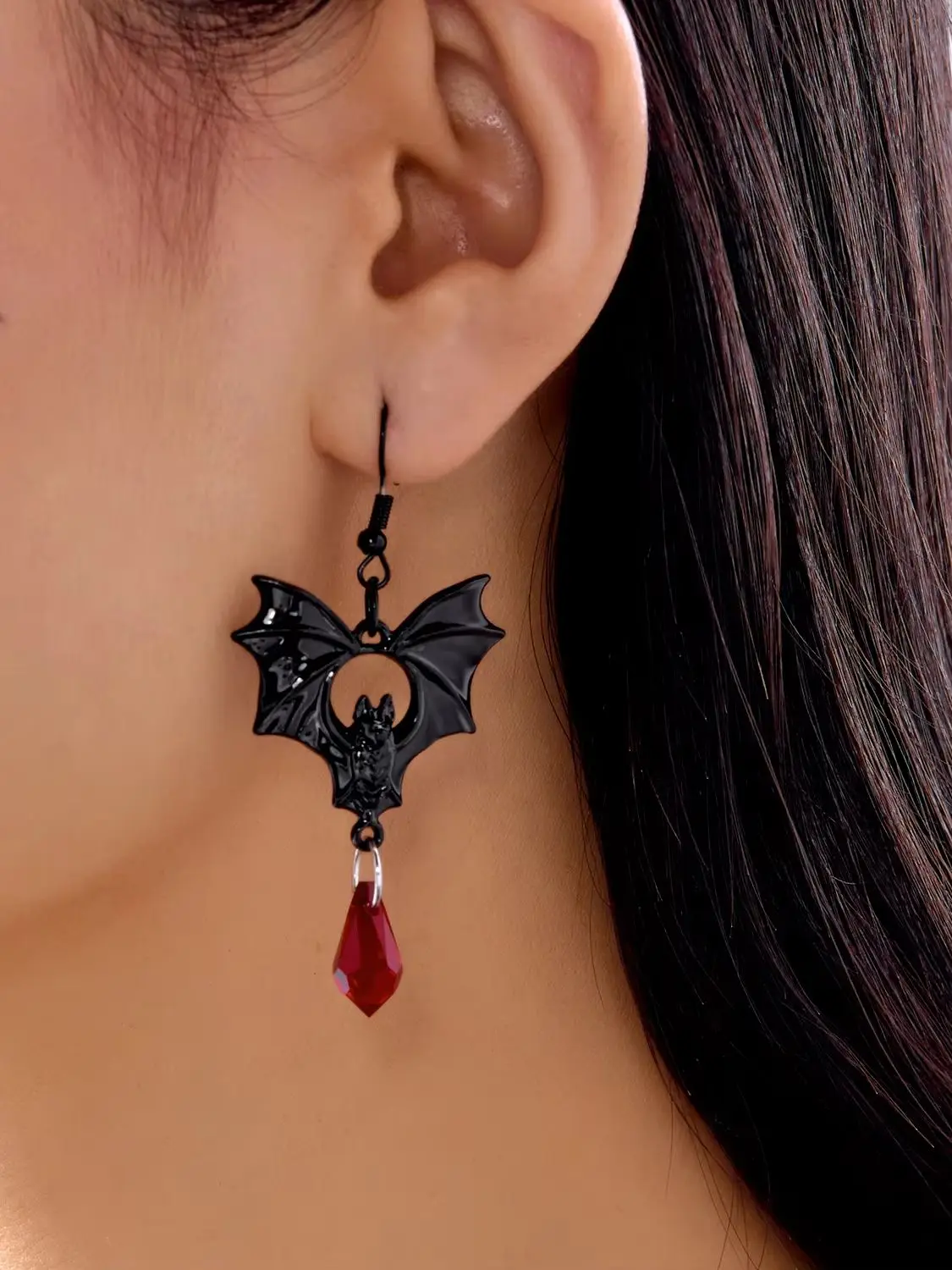 Klassische Gothic Vampir Fledermaus Ohrringe für Frauen Mann Vintage Schwarz Wassertropfen Kristall Fledermaus Anhänger Ohrringe Schmuck Zubehör