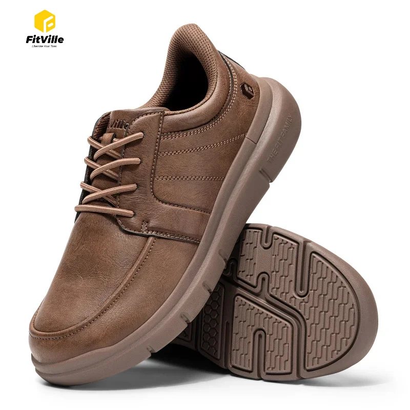FitVille Wide Slip On Shoes For Men'S Lightweight Casual Dress Oxfords Shoes Business Walking Sneakers With Arch Support
