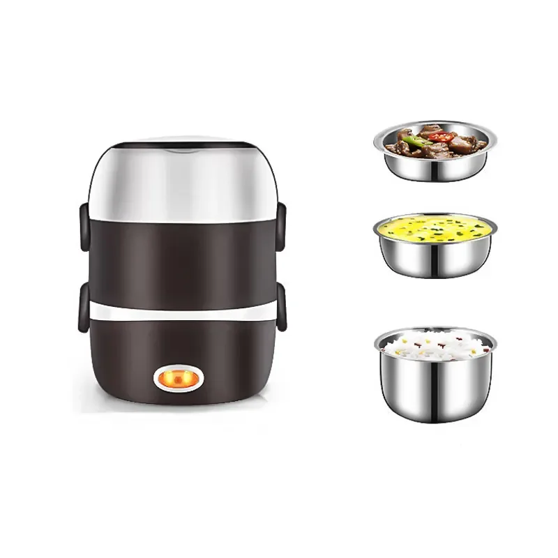 Double Warm Container Portable Food Storage Electric Heater Lunch Box Stainless Steel Custom Label Heating Lunch Box