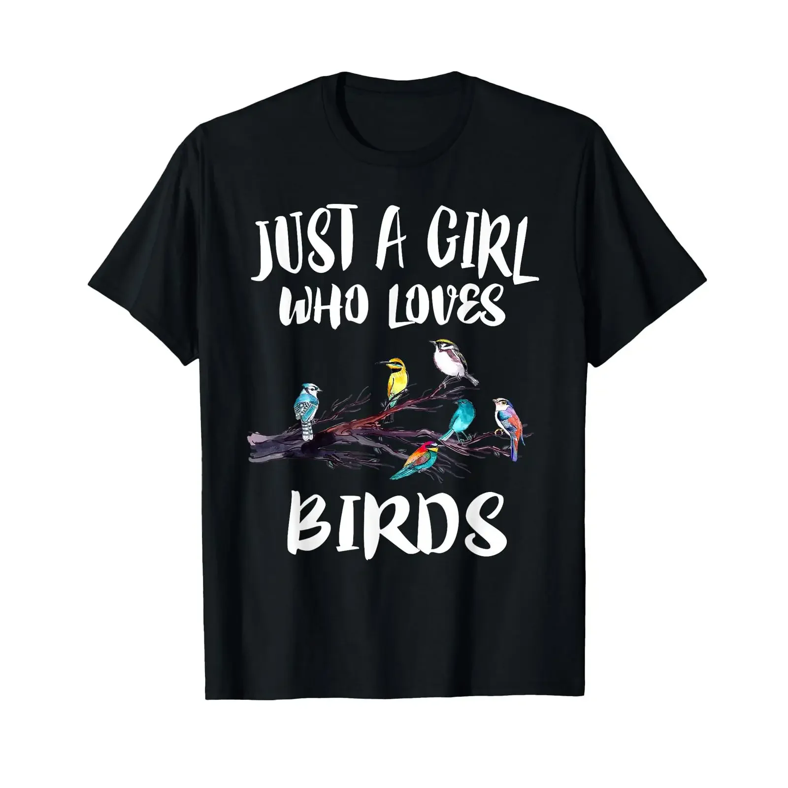 Just A Girl Who Loves Birds Birding Bird Watching T Shirt Small vintage Washed streetwear fashion Versatile Casual Breathable