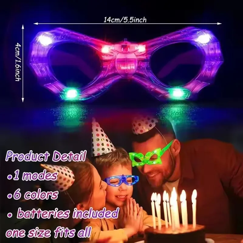 1-60PCS Glow in The Dark Glasses Bulk Led Light Up Glasses Wedding Decor Party Favors Glow Glasses for Kids Adult Party Supplies
