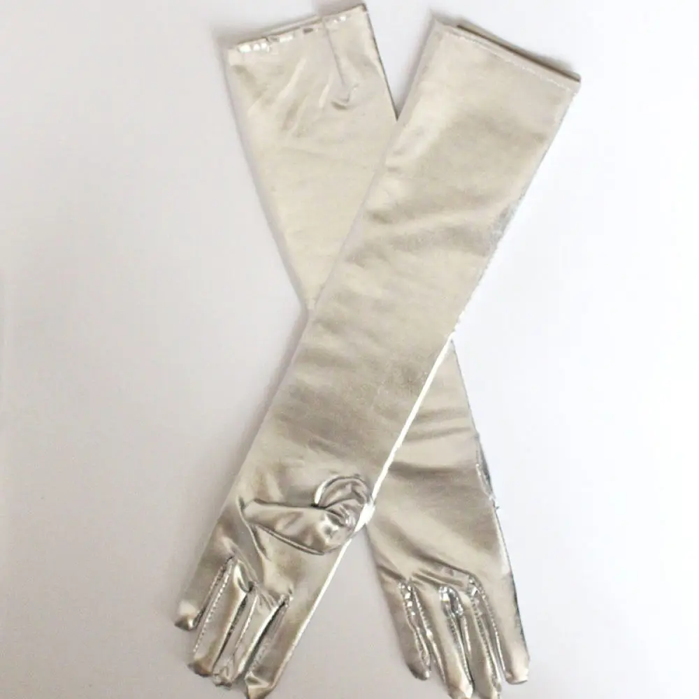 Shiny Patent Leather Gloves Long Metallic Opera Gloves Stage Performance Costume Accessories For Dancing Party Photo Prop