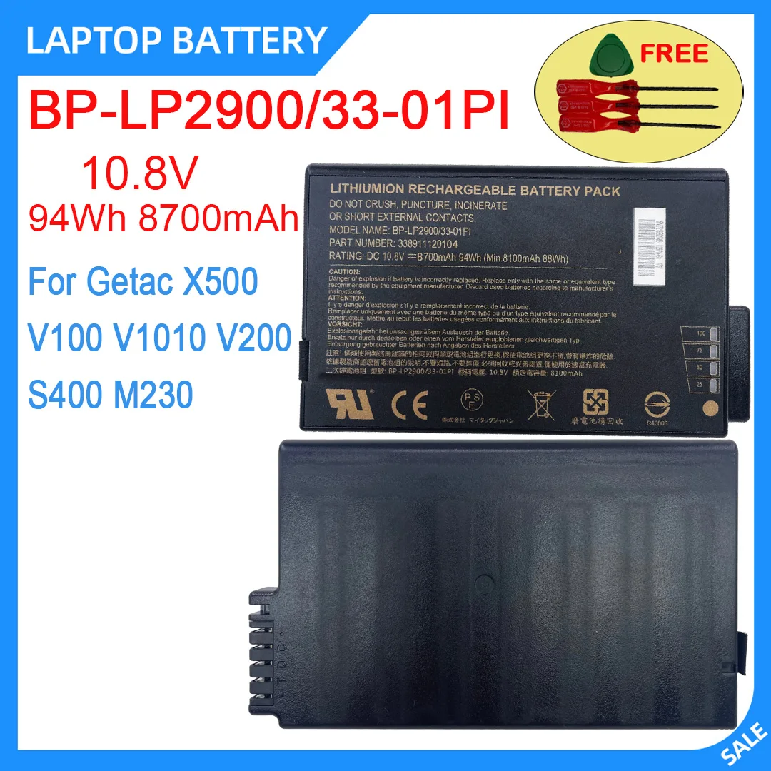 

New Laptop Battery BP-LP2900/33-01PI 10.8V 94Wh 8700mAh High Quality For Getac X500 V100 V1010 V200 S400 M230
