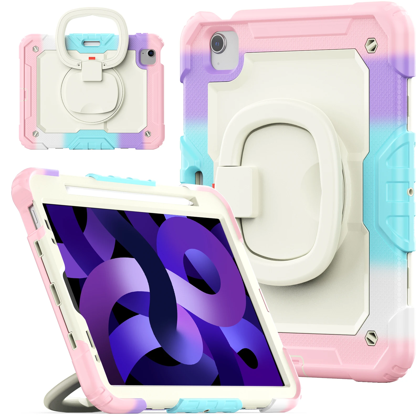 

Rotation Handle Stand Tablet Case For iPad 2025 13 11 Pro Mini Air 3 4 5 6 7 8 9 10th 11th Generation 10.2 10.9 12.9 inch Cover