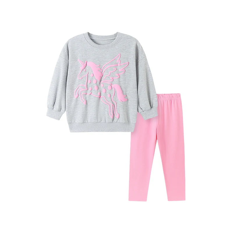 Little maven Baby Mädchen Herbst Neue Kinderkleidung Baumwolle Cartoon Einhorn Pullover Tops+Leggings Sets Kleidung für Kinder – Detail 7