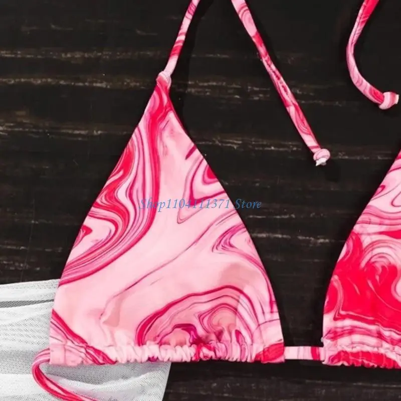 P9FC Womens Three-pieces Soft Bag High Cut Bikinis Sexy Lacing Bathing Suit Beachwear