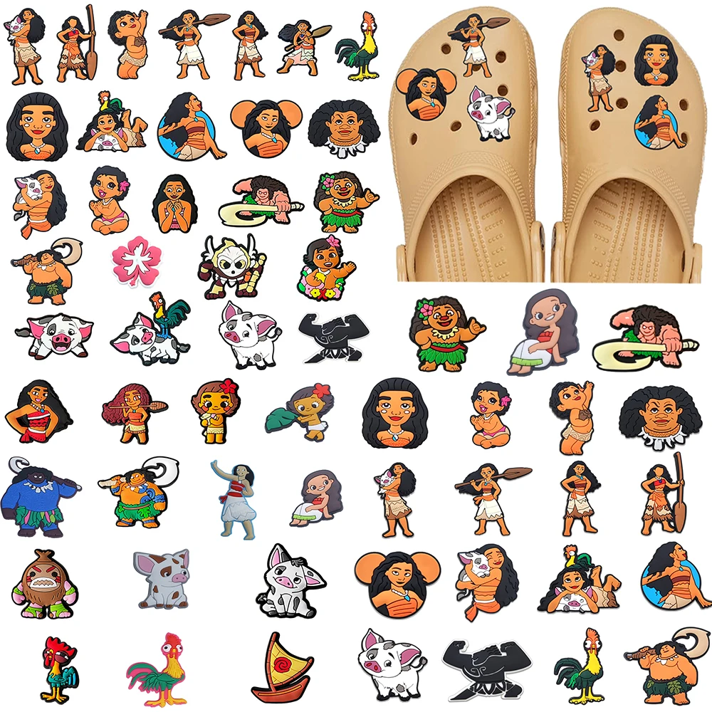 14-100pcs Hot sales Disney Moana Brave Girl Series PVC shoe Charms Accessories Detachable DIY  Creativity Shoe Decorations