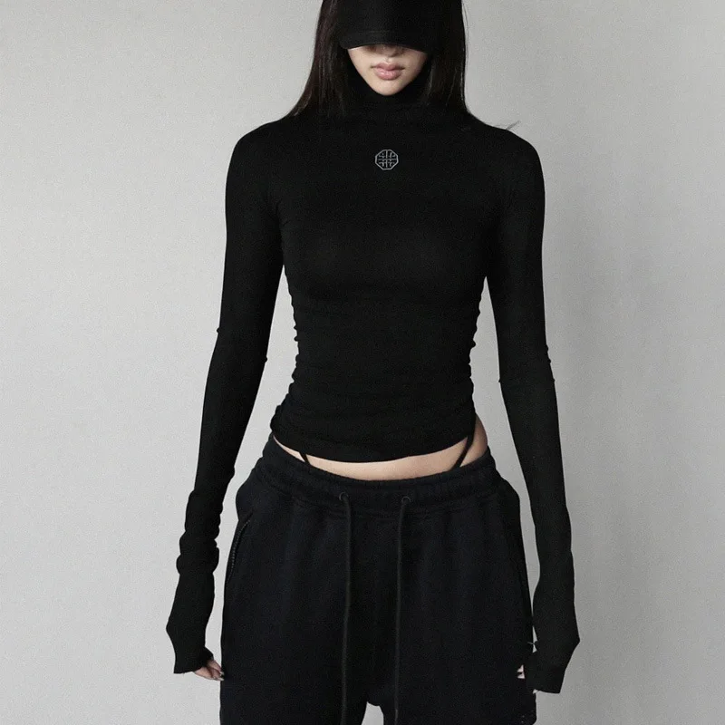 South KoreabadbloodKnitted Bottoming Shirt Autumn and Winter Hot Girl High Cold Casual Turtleneck and Embroidered Top