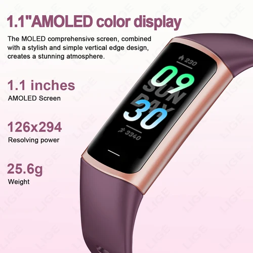 Imagen 2 del producto LIGE-pulsera inteligente deportiva para hombre y mujer, rastreador de Fitness resistente al agua, rastreador de teléfono conectado, reloj inteligente para Android ios