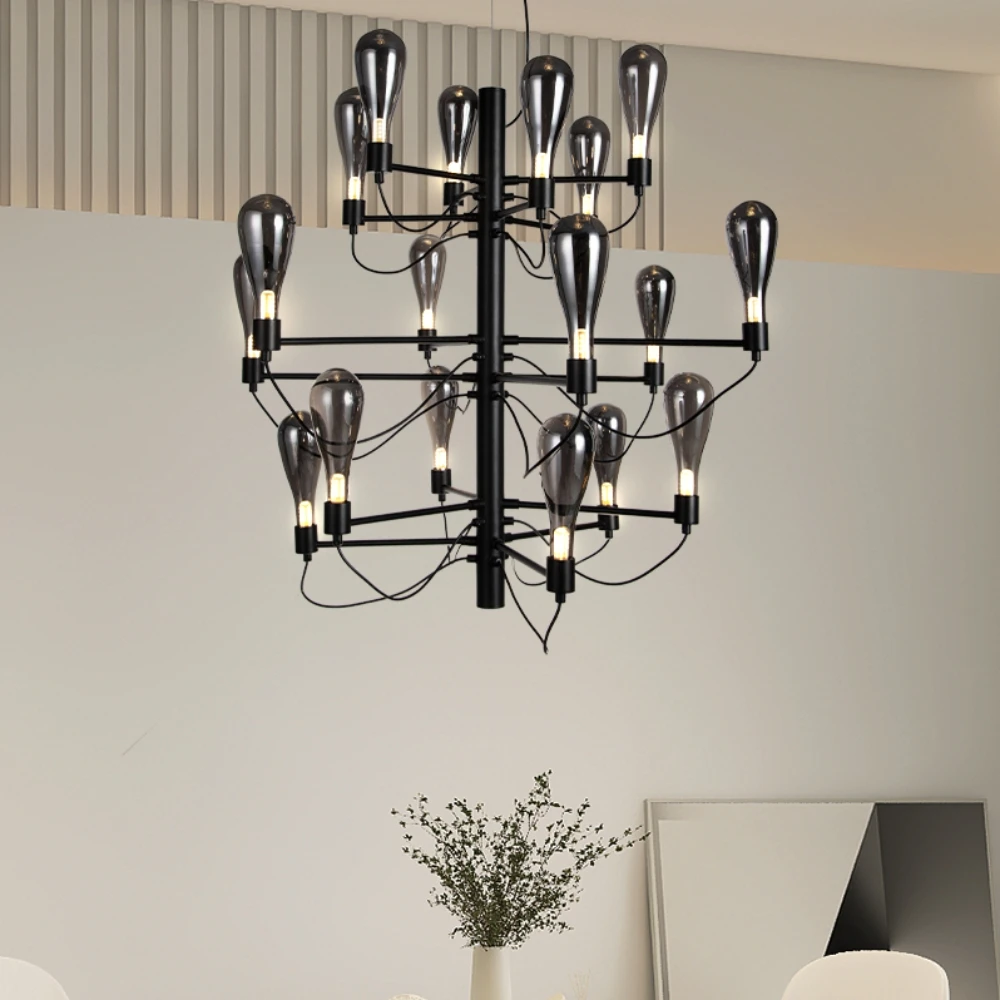Designer Black Chandeliers 80cm 100cm Living Room Decor Moden Art Hanging Lighting Bedroom Dining Room Ceiling Suspension Lamp