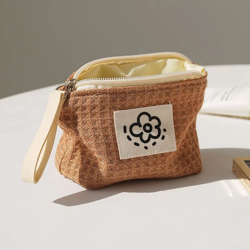 Portamonete giapponese carino semplice portamonete waffle borsa da polso da donna fiore estivo nuova borsa