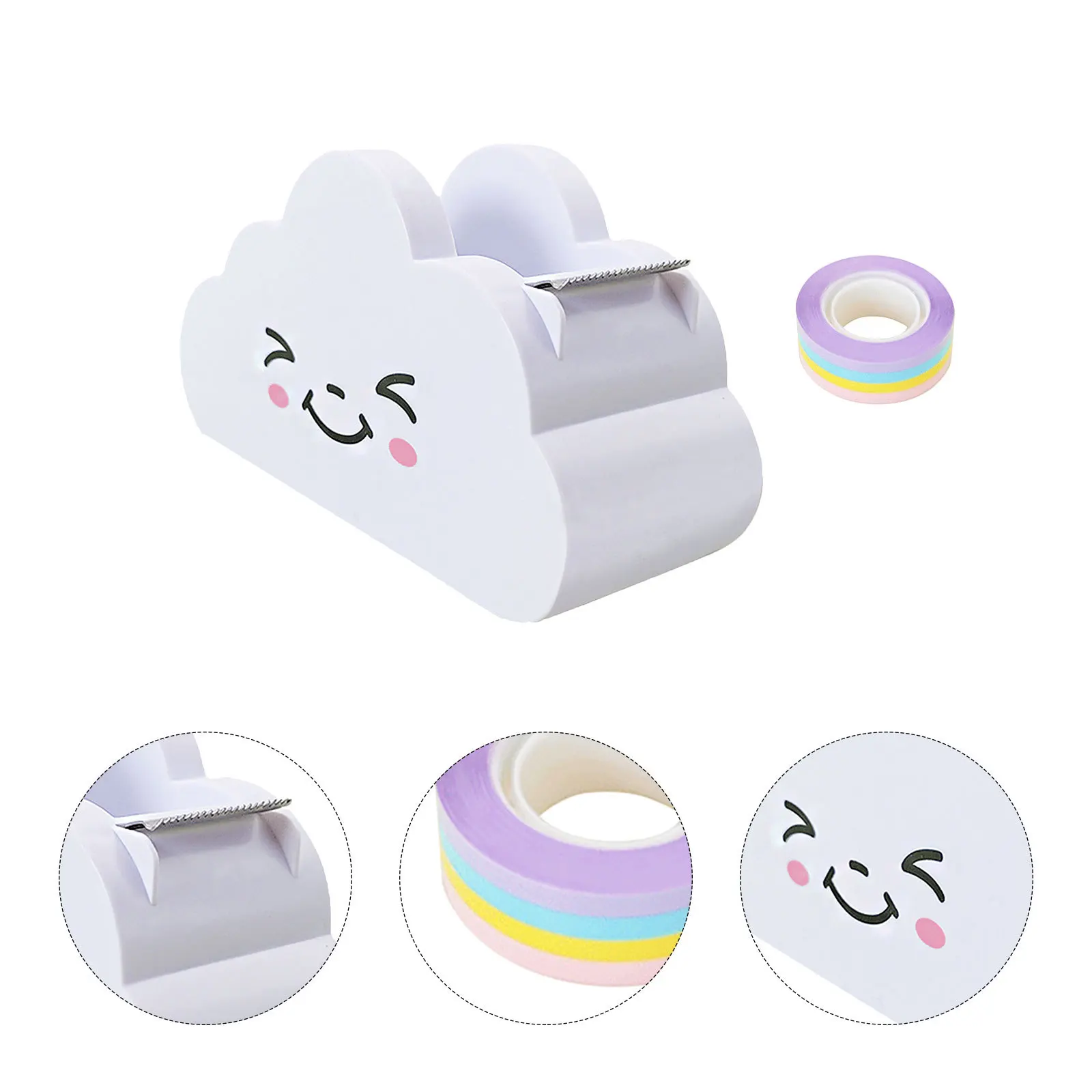 

1Set Adhesive Tape Cutter Dispenser Rainbow Paper Tape Holder Desktop Multi-Function Stationery Desktop Stationery