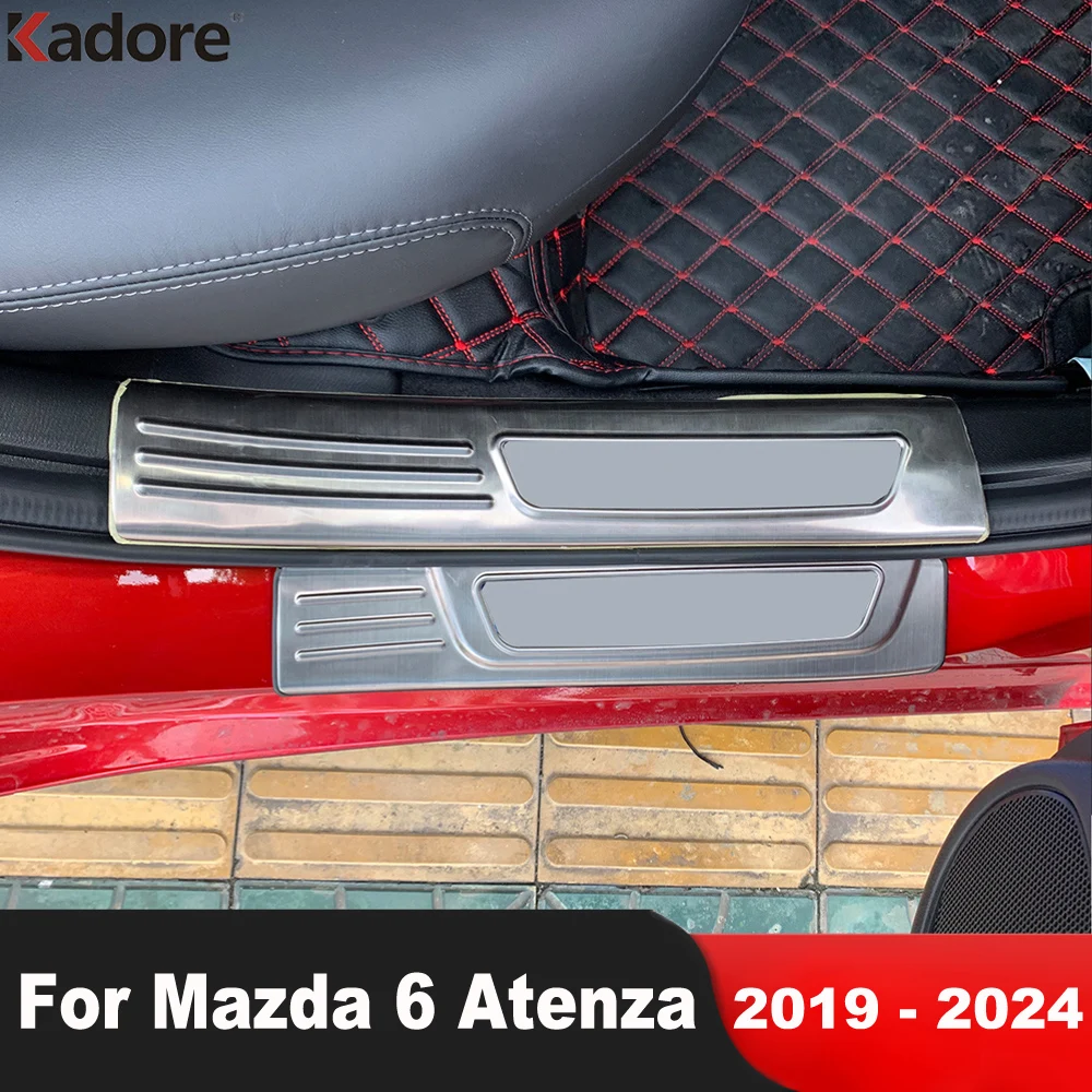 Door Sill Scuff Plate Cover Trim For Mazda 6 Atenza 2019-2021 2022 2023 2024 Steel Welcome Pedal Protector Guard Car Accessories