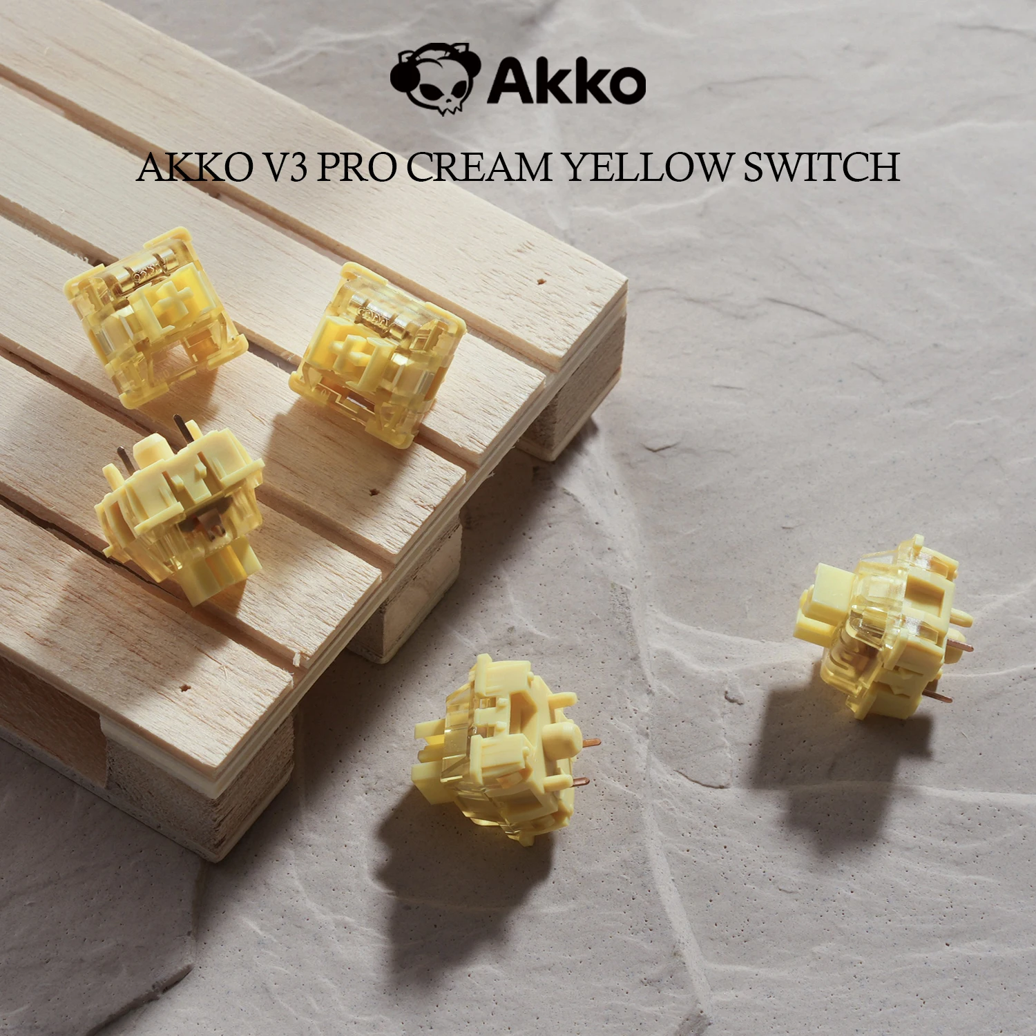 Akko V3 pro Cream Yellow Switch 5 Pin 50gf Przełącznik liniowy z pyłoszczelnym trzonkiem kompatybilny z klawiaturą mechaniczną MX (45 szt.)