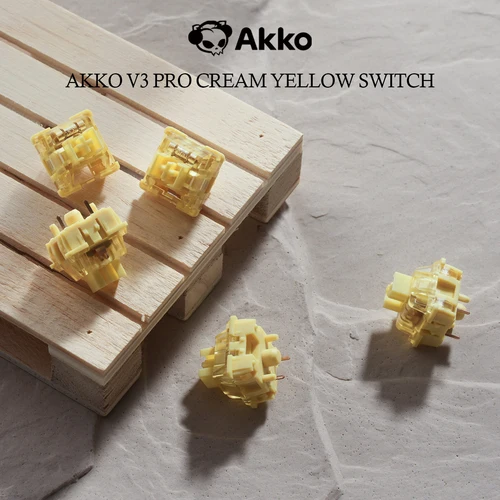 Imagen 1 del producto Akko V3 pro Interruptor amarillo crema Interruptor lineal de 5 pines 50gf con vástago a prueba de polvo Compatible con teclado mecánico MX (45 piezas)