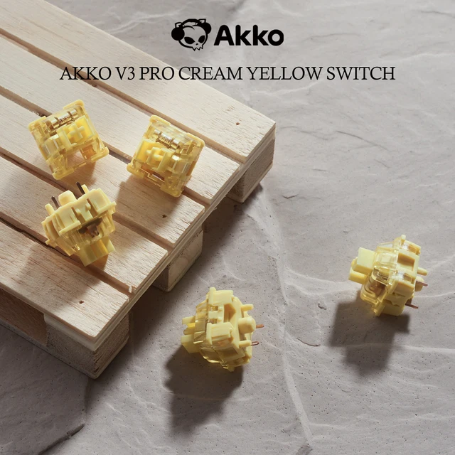 Akko V3 pro Cream Yellow Switch 5 Pin 50gf Przełącznik liniowy z pyłoszczelnym trzonkiem kompatybilny z klawiaturą mechaniczną MX (45 szt.)