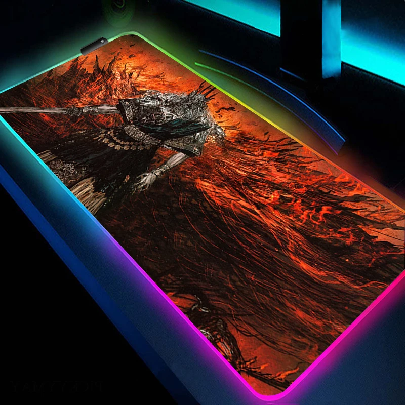 

Dark Souls LED Mouse Pad Computer Gaming Mousep ad With Backlit RGB Keyboard Mat HD Print Notebook Table Mouse Mat Game Rubber