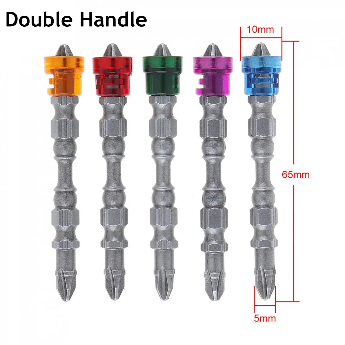 5Pcs PH2 Magnetic Ring Phillips Screwdriver Bit Single/Double Head 1/4Inch Hex Shank Cross-head Drywall Electric Screwdriver Set