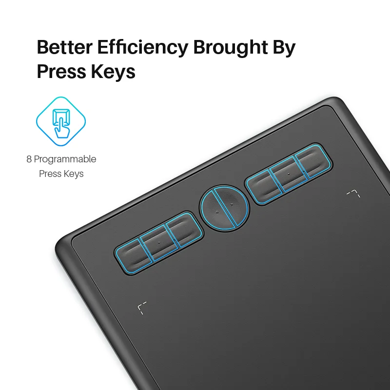 Huion Drawing Tablet H580X 8x5 Inch Graphics Tablets, Android Phone Easy Connection, 8 Customized Press Keys, Battery-free Pen