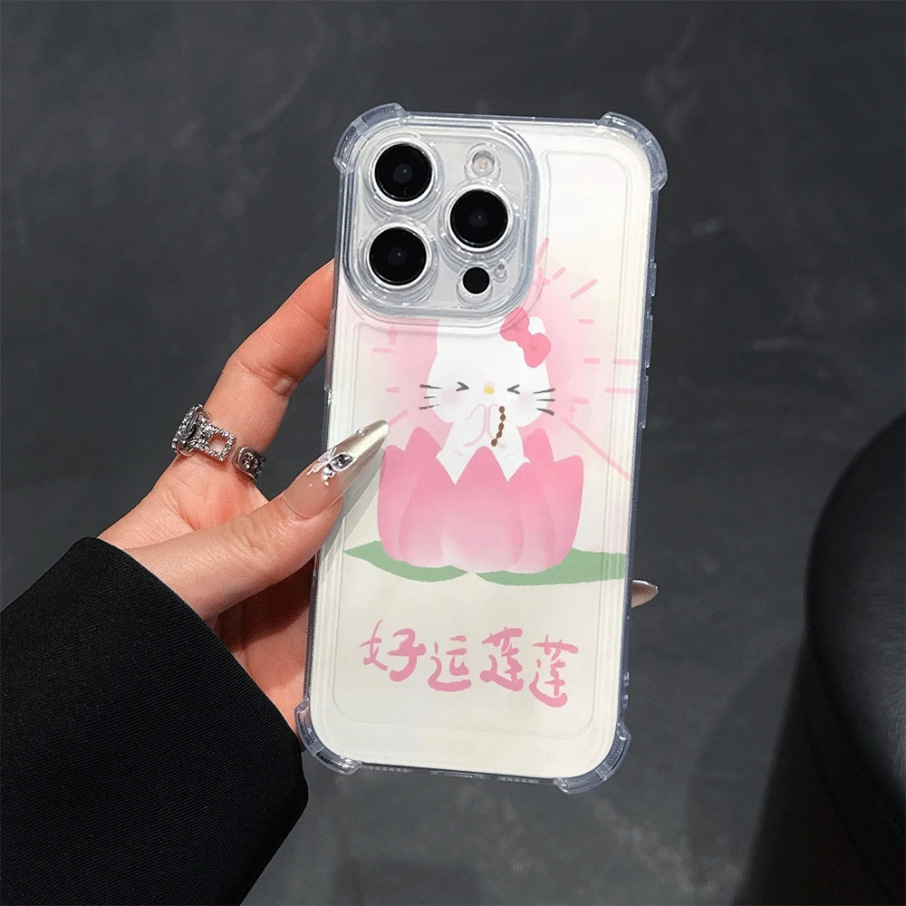 헬로키티 고양이 모바일 폰 케이스 (아이폰16 프로 맥스, 아이폰 16/15/14/13/12/11/x/xs/xs 맥스 여성용 소프트 폰 케이스, 산리오 KT)