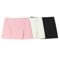 BM&MD&ZA2025summer new women's clothing simple casual versatile commuter style solid color asymmetric skirt shorts