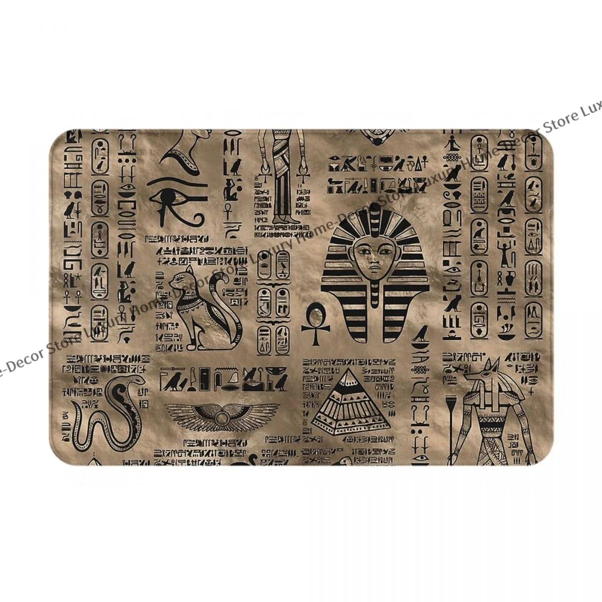 Ancient Egypt Non-slip Doormat Egyptian Hieroglyphs Deities Luxury Gold Bath Bedroom Mat Welcome Carpet Flannel Pattern Decor