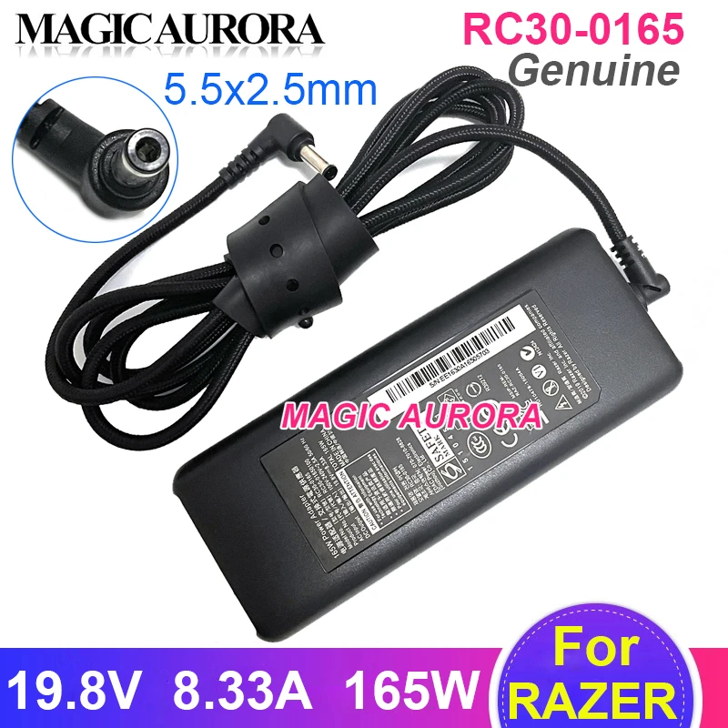 

Genuine For Razer BLADE PRO 17 15 14 GTX1060 RZ09-01663W53-R3W Laptop Charger RZ09-0195 RC30-0165 19.8V 8.33A 165W Power Adapter