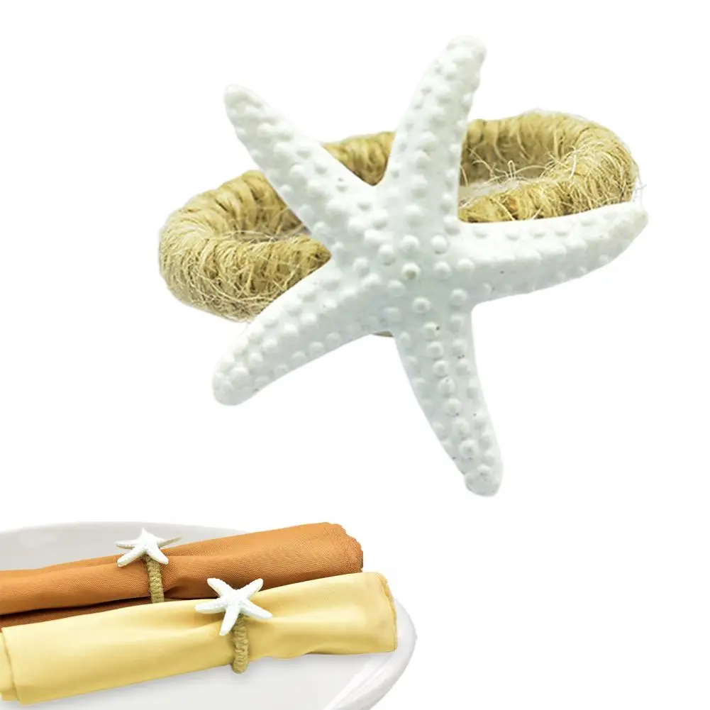 Starfish Napkin Rings White Sea Star Napkin Holders Coastal Style Napkin Rings For Beach Theme Dinner Party Wedding Table Decor