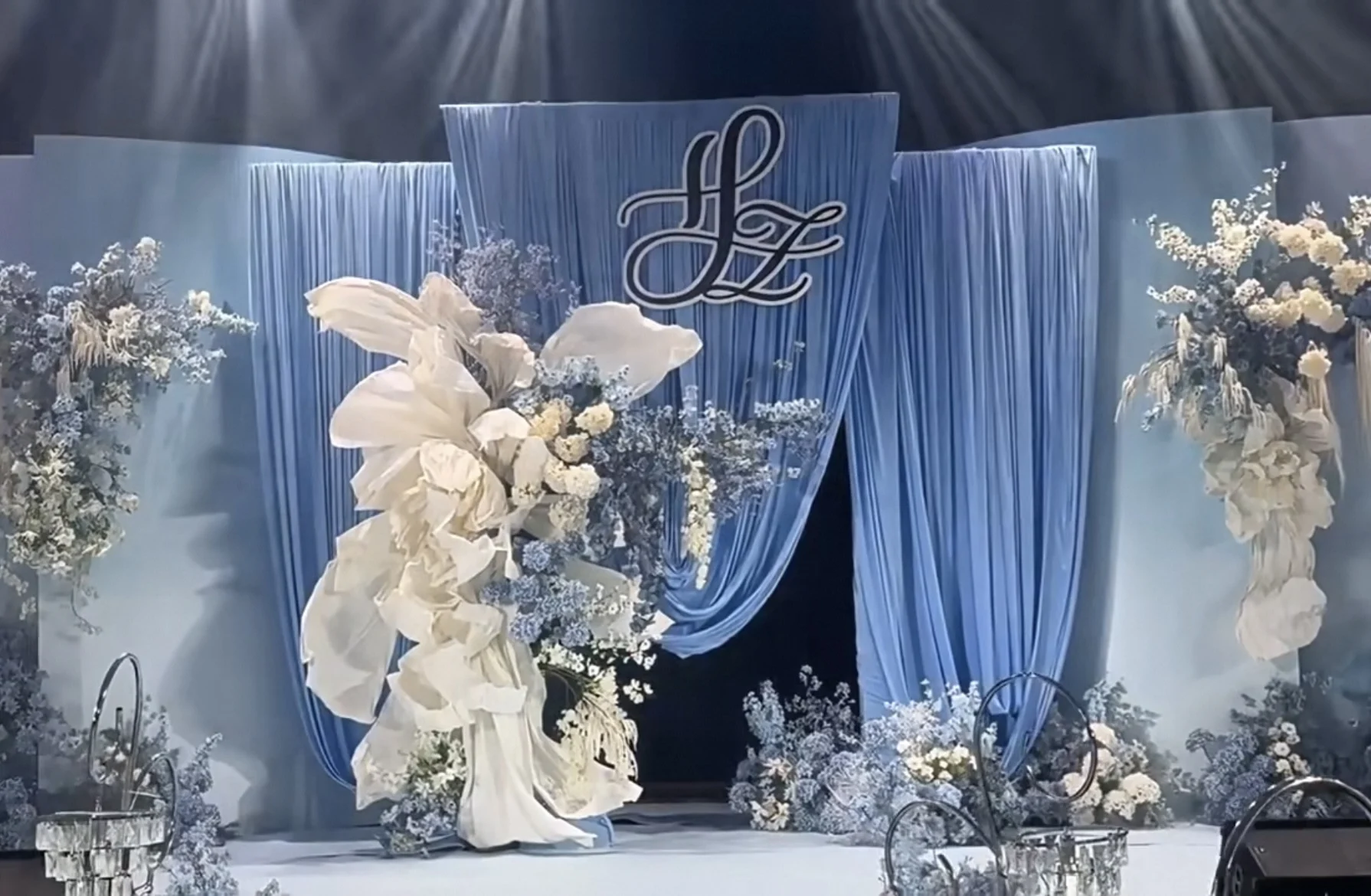 

Wrinkle Free Blue Lycra Backdrop Curtain Panels, Thicken Matte Photography Backdrop Drapes, Lycra Wedding Party Stage Curtain